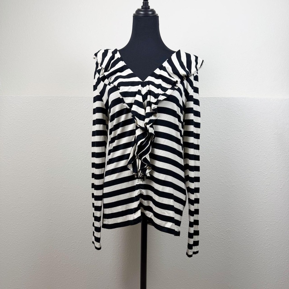 Ralph Lauren Sport Striped Ruffle Top — XL